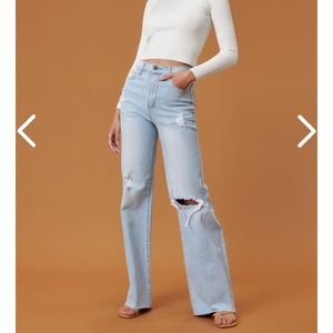 Light Wash High Rise Wide Jeans